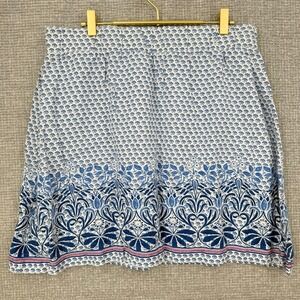 Tommy Bahama Linen Mini Skirt Womens Medium Blue Floral Print Boho